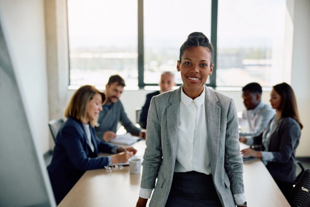 Black woman executive leadership boardroom